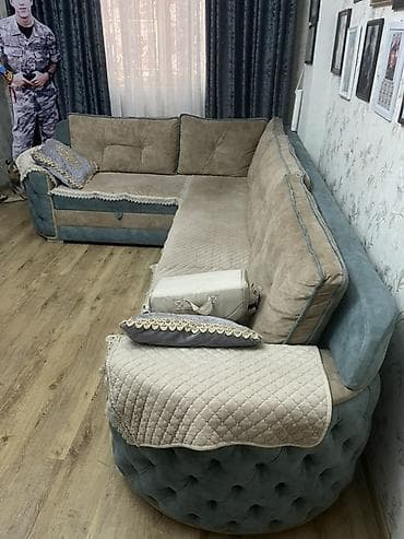 stulla: Künc divan – böyük ölçülü, U/L-formalı model - Rəng: toz-bej oturacaq — 2