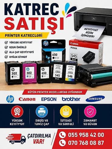 Printer katrecləri – HP, Canon, Epson, Brother və Samsung modelləri