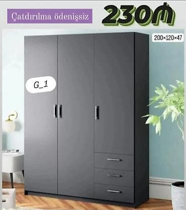 iskaflar: Qardirob – model G_1 - Rəng: tünd boz - Ölçü: 200 × 120 × 47 sm — 1
