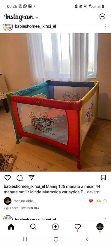 uşaq ucun manej: Heç bir problemi yoxdu 4-5 dəfə istifadə olunub — 2