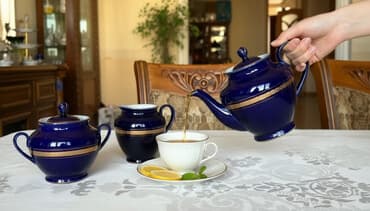 çay qaşığı: Yeni, rəng - Göy, Çaydan, Farfor, SSRİ — 1