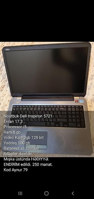 naxcivan komputer satisi: Dell Inspiron 5721 noutbuk - Ekran: 17.3" - Prosessor: Intel Core i5 — 1