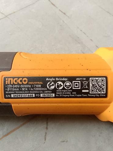 Ручные механические инструменты: INGCO AG7118 bucaqslı daşlayıcı (Angle Grinder) Texniki göstəricilər — 2
