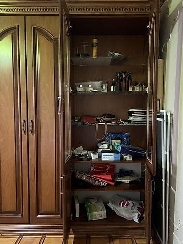 mektebli xoncalari: Yeni, 4 qapılı, Qəhvəyi, Taxta, Açılan, Düz dolab — 3