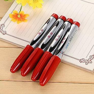 resm desti: Qırmızı marker qələm dəsti (10ədəd) - Rəng: parlaq qırmızı - Uç — 1