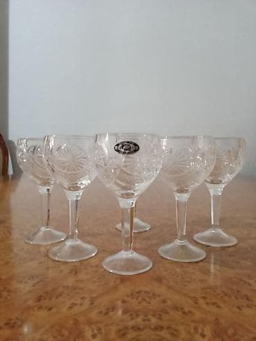 Qədəhlər, rəng - Ağ, Şüşə, 6 ədədli dəst