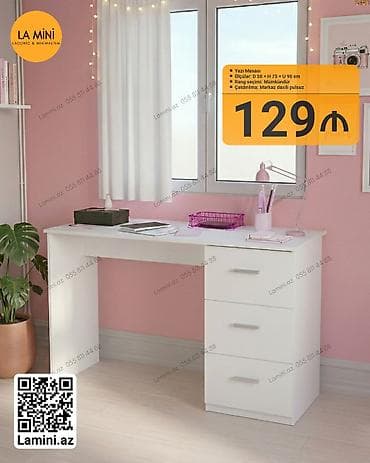 Yazı masası – La Mini - Ölçülər: D 50 × H 75 × U 90 sm - Rəng seçimi