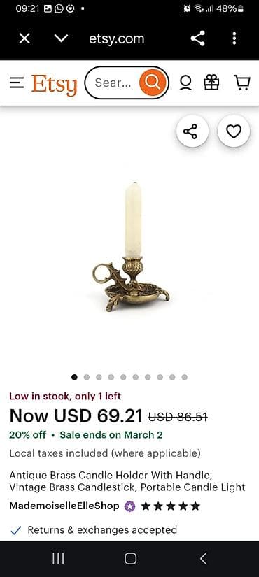 ayaq üstü saat: Bürünc şamdan – tutacaqlı, portativ model - Material: tam bürünc — 2