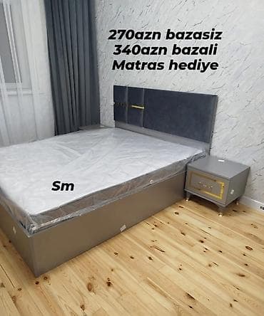 tema sekilleri: Müasir dizaynlı yataq dəsti – yumşaq parça ilə üzlənmiş yüksək başlıq — 1