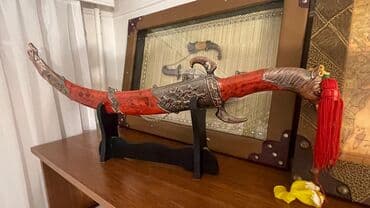 Çaydanlar: Dekorativ Şərq üslublu xəncər – vitrin üçün - Qırmızı tonlarda, bədii — 1