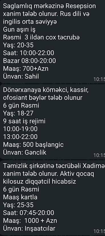 Yeni vakansiyalar var — 9