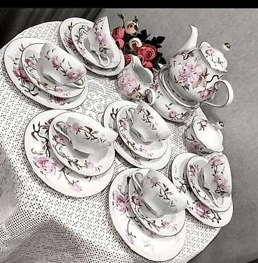 Mətbəx aksesuarları: Çay dəsti, rəng - Ağ, Farfor, 6 nəfərlik, Almaniya — 1