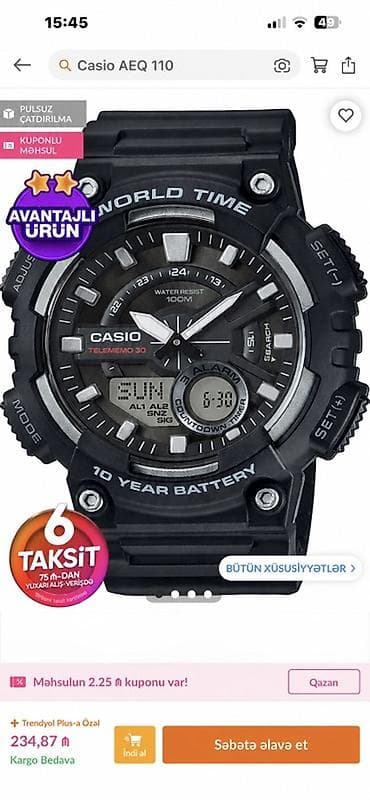 Yeni, Qol saatı, Casio, rəng - Qara — 4