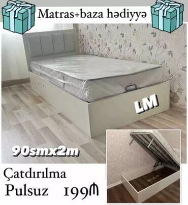 Çarpayılar: Yeni, Təknəfərlik çarpayı, Bazalı, Matras ilə, Siyirməsiz, Azərbaycan — 2