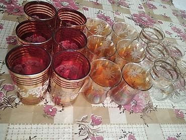 parda: Şüşə stəkan və qədəhlər dəsti - Müxtəlif növdə stəkan və qədəhlərdən — 3