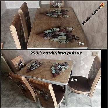 koxna mebeli: Mətbəx masa ( üstü şüşə) + 4 stull dəst‼ *İstənilən dəsti seç pulunu — 1
