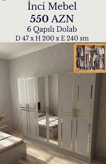 Yeni, 6 qapı, Güzgülü, Ağ, Açılan, Düz dolab lalafo.az -da Yeni, 6 qapı, Güzgülü, Ağ, Açılan, Düz dolab