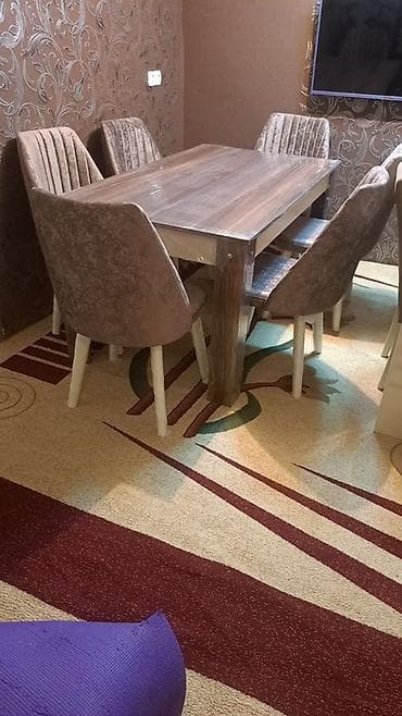 stull: Qonaq otağı üçün, Açılmayan, Dördbucaq masa, 6 stul — 1