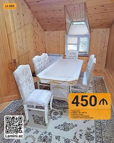stulla: Qonaq otağı üçün, Dördbucaq masa, 6 stul — 1
