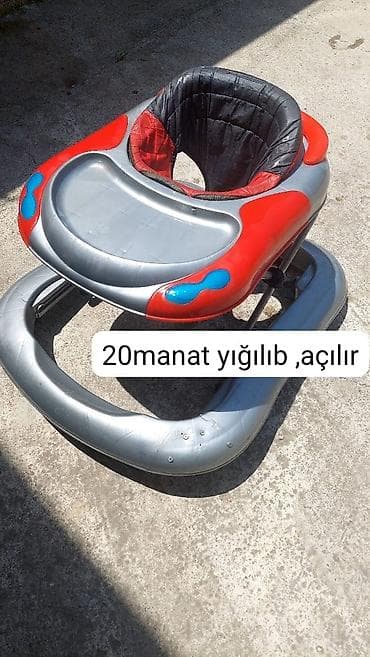 manej uşaq ucun: Uşaq gəzdirəni / yerişi - Rəng: boz-qırmızı (mavi dekor detallar) - — 1