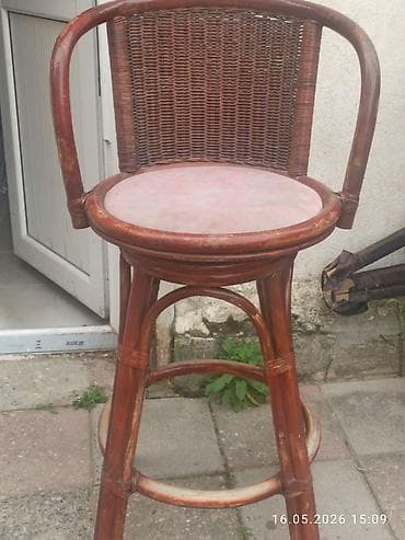 Rattan bar taburesi - Material: təbii rattan/çəpər hörgü arxa dayaq — 5
