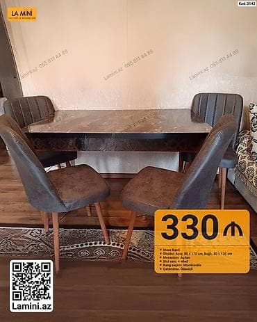 stol ustul: Masa dəsti – LA MINI - Model: Kod 3142 - Tərkib: masa + 4 ədəd stul - — 1
