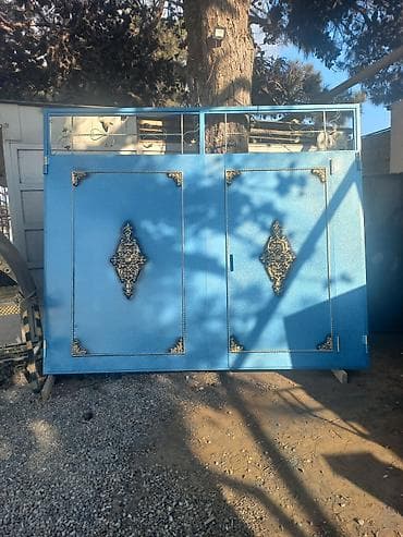 Dəmir Həyət darvazası, Yana açılan, Mexaniki, Qapı ilə, rəng - Mavi