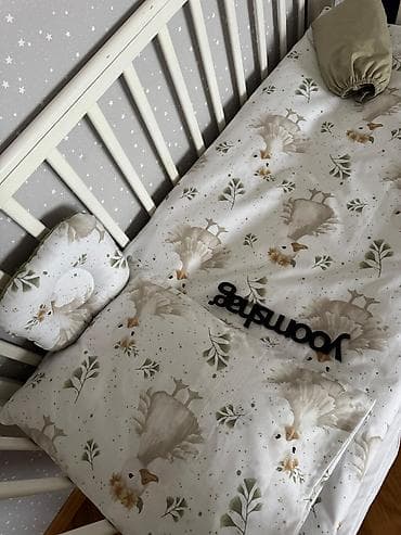 Balışlar, yastıqlar: Uşaq beşiyi üçün tekstil dəsti və yuva 1 ay olar alınıb. Özəl sifariş — 3