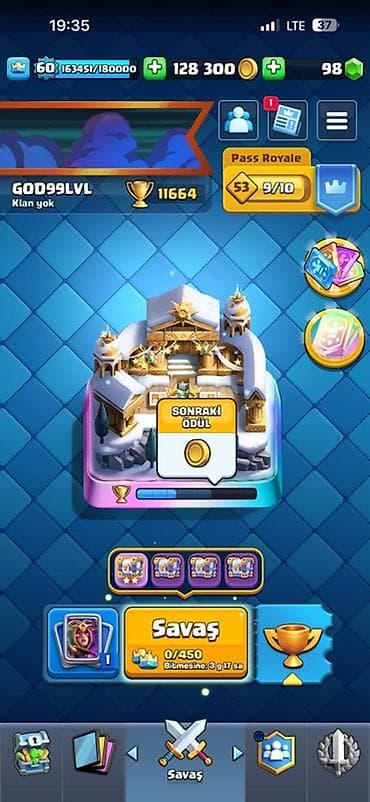 Clash Royale hesabı – yüksək səviyyəli oyun profili - Kral səviyyəsi