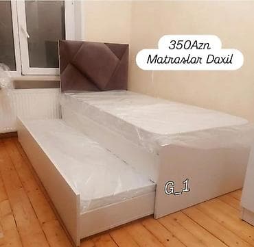 Çəkilə bilən əlavə çarpayıya malik tək nəfərlik çarpayı dəsti. Kompakt