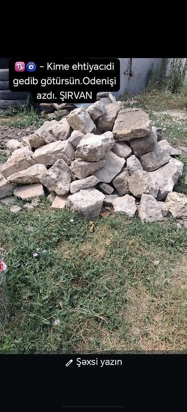 Şirvanda tikinti üçün daş - Tərkib: Təxminən orta və iri ölçülü təbii lalafo.az -da Şirvanda tikinti üçün daş - Tərkib: Təxminən orta və iri ölçülü təbii