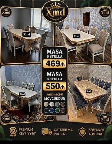 ütu stolu: Xmd brendindən şık mebel dəstləri - Yemək masası və stul dəstləri — 1