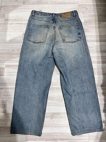 paraşut şalvar: Geniş kəsimli mavi jeans şalvar - Material: qalın denim (pambıq — 6