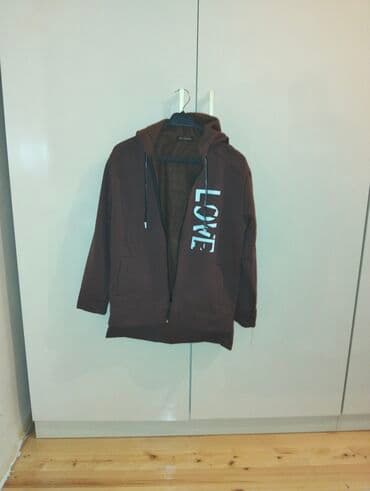 böyük ölçülü kişi ayaqqabısı: Qəhvəyi rəngdə idman dəsti - 2 hissəli: kapüşonlu, fermuarlı svitşot — 2