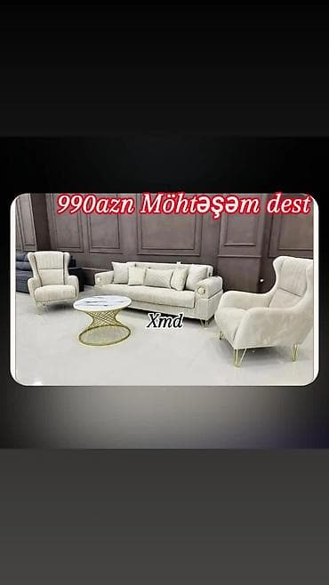 divan kravat: Möhtəşəm 3 hissəli mebel dəsti – 990 AZN Tərkibi: - 1 geniş divan — 1
