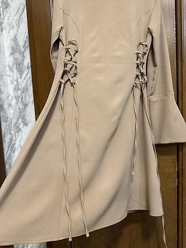 böyük bədən geyim: Bej rəngli qadın donu - Model: düz kəsim, mini/orta uzunluq - Rəng — 5