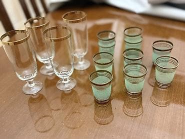 coca cola stekan: Stəkanlar, rəng - Yaşıl, Xrustal, 14 ədədli dəst, Rusiya — 3
