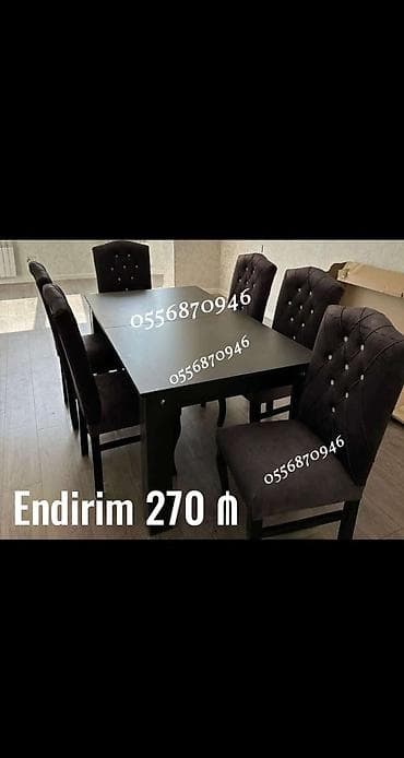 Qonaq otağı üçün, Yeni, Açılmayan, Dördbucaq masa, 6 stul — 3
