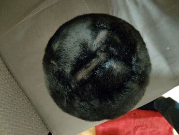 kişi üçün yun şap şaplar: Qara rəngli kürk papaq - Klassik dairəvi dizayn, yuxarı hissəsi hamar — 4