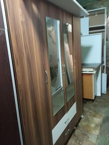yataq otağı ucun dolaplar: 3 qapılı, Güzgülü, Ağ, Digər material, Açılan, Düz dolab — 7