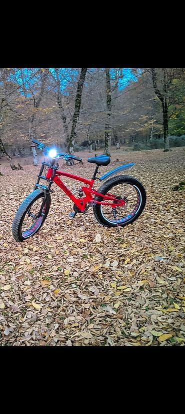 olympia velosiped satisi: Dağ velosipedi – qalın təkərli, işıqlı, aksesuarlarla - Rəng: qırmızı — 2