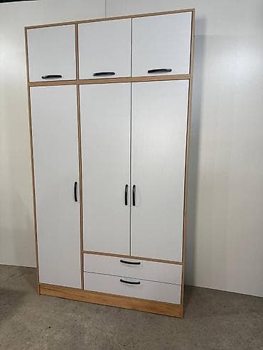 geyim dolabi: 6 qapı, Siyirməli, Ağ, Açılan, Düz dolab — 1