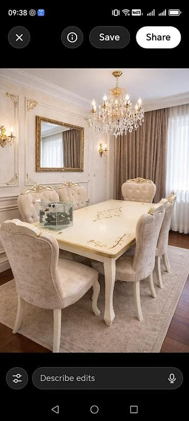 masa və stul: Qonaq otağı üçün, İşlənmiş, Açılmayan, 6 stul — 1