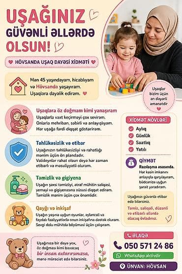 qapilar ev: Hövsanda uşaq dayəsi xidməti Uşağınız güvənli əllərdə olsun! Hövsanda — 1