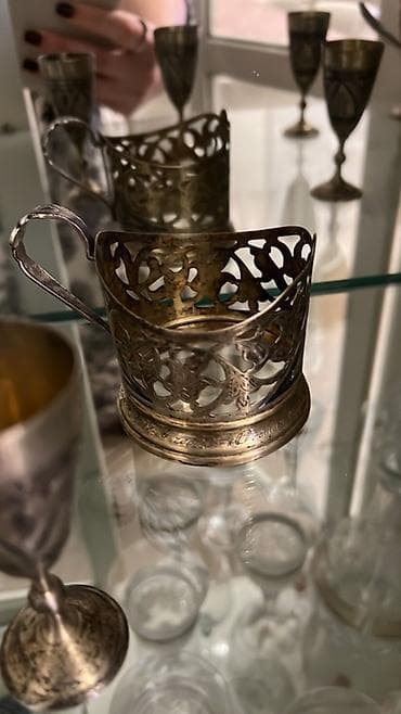 kasli fiqur: Antik gümüş məişət dəsti - Material: gümüş rəngli metal (əl işi — 3