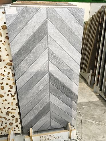 dekor das: Keramika plitəsi – “Chevron” naxışlı, boz tonlarda - Material — 1