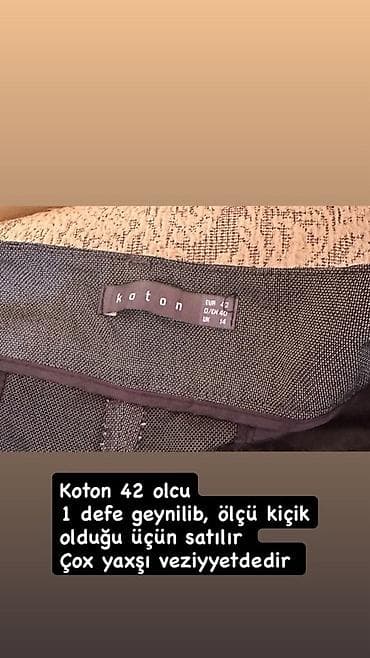 des geyimler: Koton qadın kostyumu - Rəng: tünd boz, xırda nöqtəli faktura - Dəst — 7