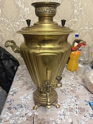 samovar 10 litr: Qədim samovar, 18071937 il, Latun, Vəziyyəti: Yaxşı — 7