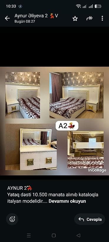 AYNUR 2💃 Yataq dəsti 10.500 manata alınıb kataloqla italyan modelidir