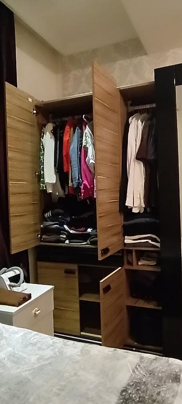 şkaf paltar: 3 qapılı, Güzgülü, Qara, Taxta, Kupe, Düz dolab — 4